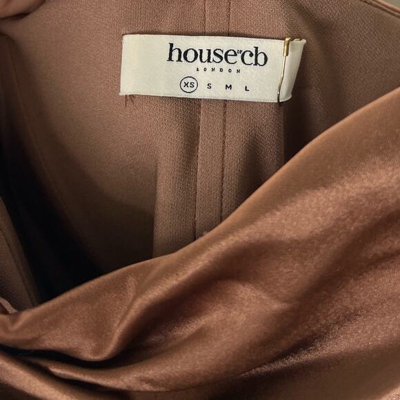 House of CB Satin Reva Sleeveless Toffee Balcony Corset Midi Dress XS - Picture 9 of 9